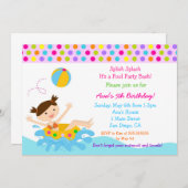 プールパーティー誕生日招待状 招待状 (正面/裏面)