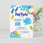 プールパーティー誕生日招待状 招待状 (スタンド正面)