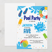 プールパーティー誕生日招待状 招待状 (正面/裏面)