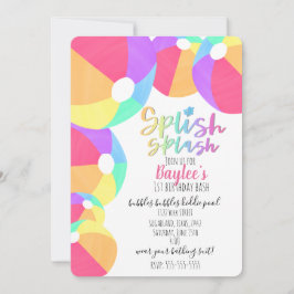 プールパーティー誕生日招待状 招待状