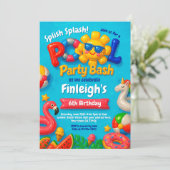 プールパーティー誕生日招待状 招待状 (スタンド正面)