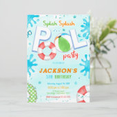 プールパーティー誕生日招待状 招待状 (スタンド正面)