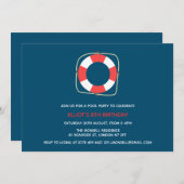 プールパーティー誕生日招待状 招待状 (正面/裏面)