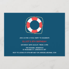 プールパーティー誕生日招待状 招待状