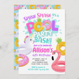 プールパーティー誕生日招待状 招待状