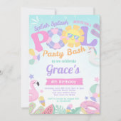 プールパーティー誕生日招待状 招待状 (正面)