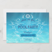 プールパーティー誕生日招待状 招待状 (正面)