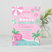 プールパーティー誕生日招待状 招待状 (スタンド正面)