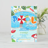 プールパーティー誕生日招待状 招待状 (スタンド正面)