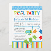 プールパーティー誕生日招待状 招待状 (正面/裏面)