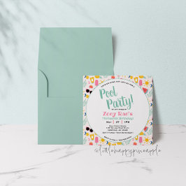 プールパーティー誕生日招待状 招待状