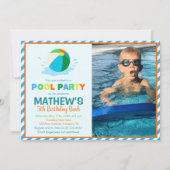 プールパーティー誕生日招待状 招待状 (正面)