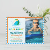 プールパーティー誕生日招待状 招待状 (スタンド正面)