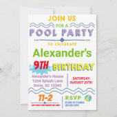 プールパーティー誕生日招待状 招待状 (正面)