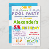 プールパーティー誕生日招待状 招待状 (正面/裏面)