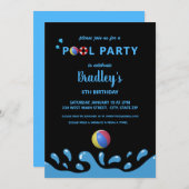 プールパーティー誕生日招待状 招待状 (正面/裏面)