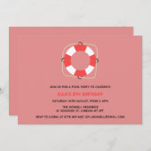 プールパーティー誕生日招待状 招待状 (正面/裏面)