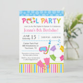プールパーティー誕生日招待状 招待状 (スタンド正面)