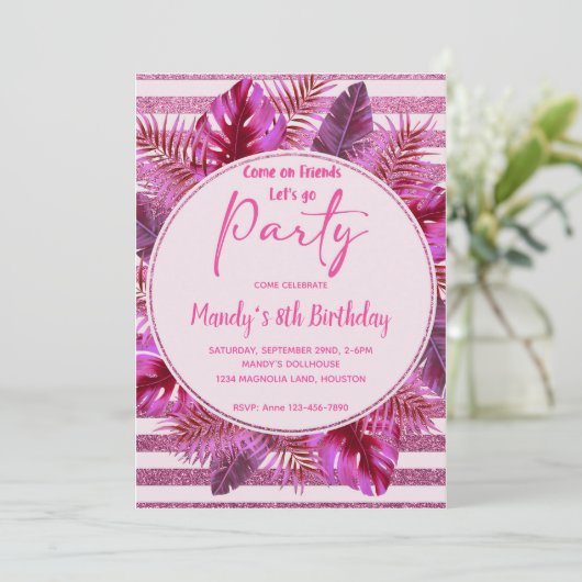 プールパーティー誕生日招待状 招待状 (スタンド正面)