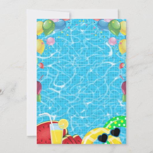プールパーティー誕生日招待状 招待状 (裏面)