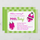 プールパーティー誕生日招待状 招待状 (正面/裏面)