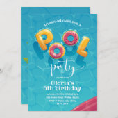プールパーティー誕生日招待状 招待状 (正面/裏面)