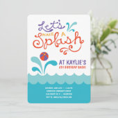 プールパーティー誕生日招待状 | 水泳パーティー 招待状 (スタンド正面)