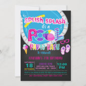 プールパーティー誕生日招待状- Girl BL 招待状 (正面)