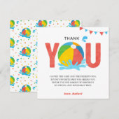 プールパーティー誕生日男の子女の子感謝カード サンキューカード (正面/裏面)