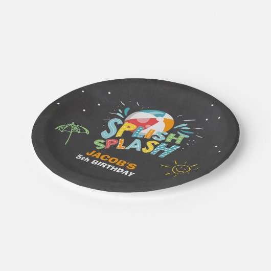 プールパーティー誕生日紙プレートボールボーイスプラッシュ ペーパープレート (アングル)