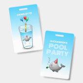 プールパーティー誕生日 バッジ (表裏)