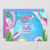 プールパーティー誕生日 |プールパーティの招待状 招待状 (正面/裏面)