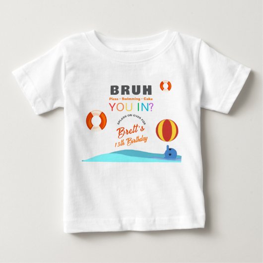 プールパーティー誕生日 ベビーTシャツ (正面)