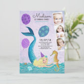 プールパーティー誕生日 | 人魚 | 招待状 (スタンド正面)