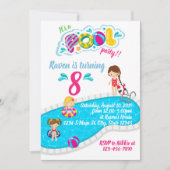 プールパーティー誕生日 招待状 (正面)