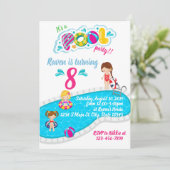 プールパーティー誕生日 招待状 (スタンド正面)