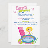 プールパーティー誕生日 招待状 (正面/裏面)