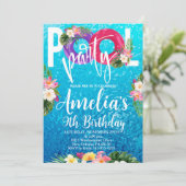 プールパーティー誕生日、水泳パーティー、任意の年齢 招待状 (スタンド正面)