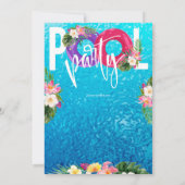 プールパーティー誕生日、水泳パーティー、任意の年齢 招待状 (裏面)