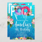 プールパーティー誕生日、水泳パーティー、任意の年齢 招待状 (正面/裏面)