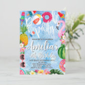 プールパーティー誕生日、水泳パーティー、任意の年齢 招待状 (スタンド正面)