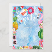 プールパーティー誕生日、水泳パーティー、任意の年齢 招待状 (裏面)