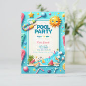 プールパーティー誕生日Sweet sixteenサマースイムエンクル エンクロージャーカード (スタンド正面)