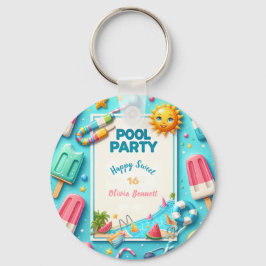 プールパーティー誕生日Sweet sixteenサマースイム キーホルダー