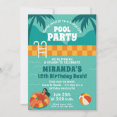プールパーティー誕生祝い 招待状 (正面)