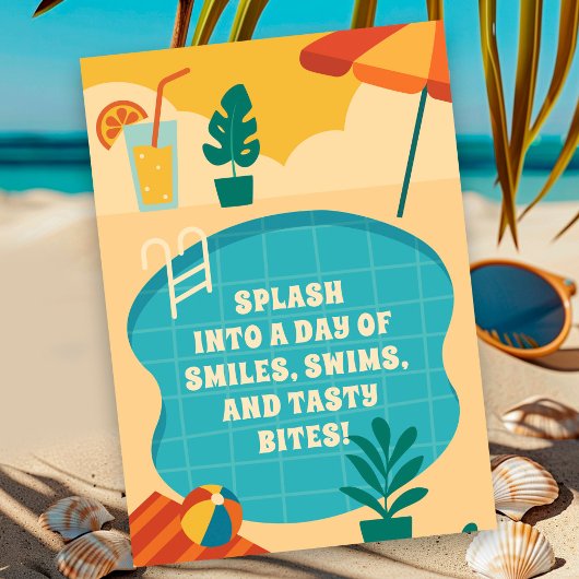 プールパーティー誕生祝い 招待状