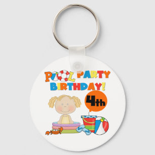 プールパーティー4th誕生日Tシャツとギフト キーホルダー