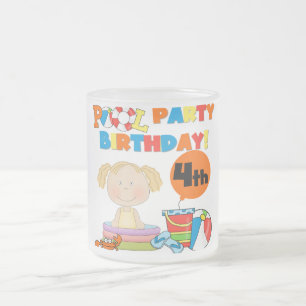 プールパーティー4th誕生日Tシャツとギフト フロストグラスマグカップ
