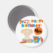 プールパーティー4th誕生日Tシャツとギフト マグネット (正面/裏面)