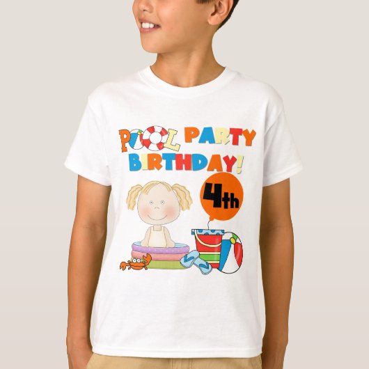 プールパーティー4th誕生日Tシャツとギフト Tシャツ (正面)
